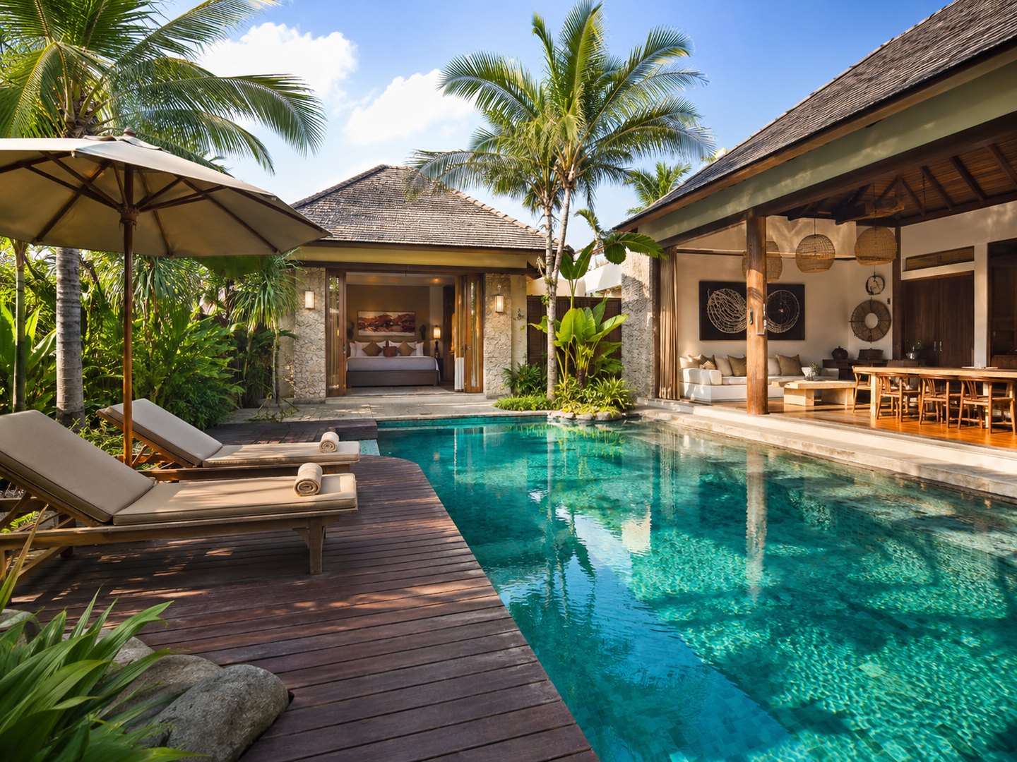 Villa privat dengan suasana resort.